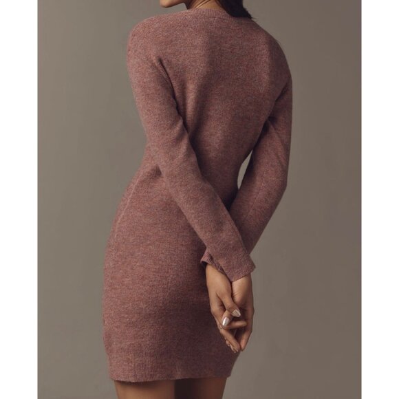 Mare Mare Anthropologie Long Sleeve Button Front Sweater Mini Dress XL Rose Pink - Picture 2 of 6